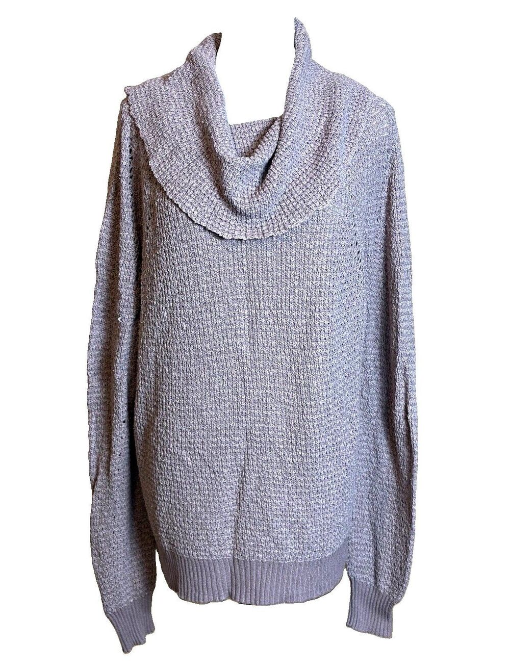 Free People Brown Purple Cowl Neck  Open-Knit Pullover Sweater M Flaw Read